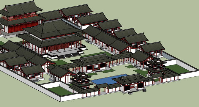 汉唐风建筑模型