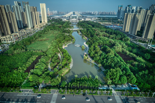 武汉国际博览中心中央水景公园