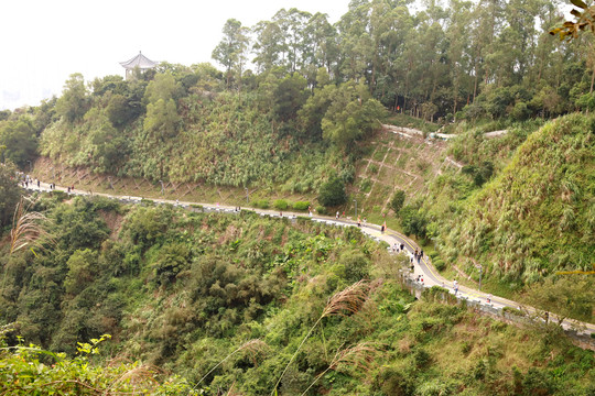 登山公路游人