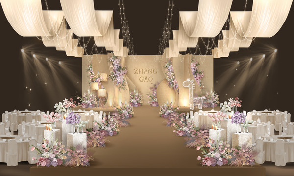 粉紫色泰式婚礼效果图