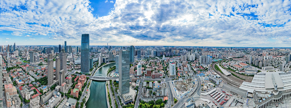 中国天津城市航拍风光