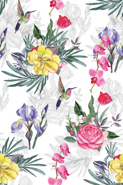 热带花卉图案植物花型