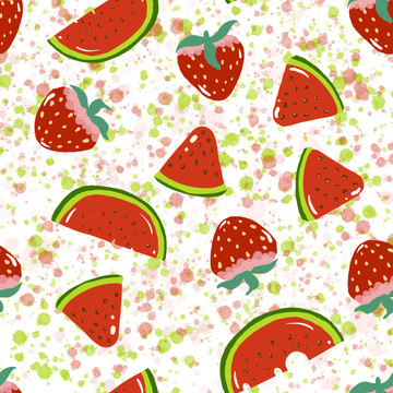 西瓜草莓四方连续图