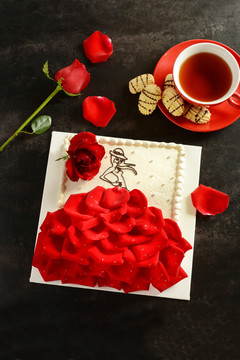 玫瑰花蛋糕鲜花蛋糕