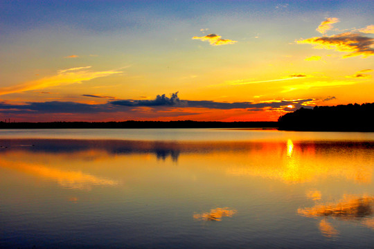 晚霞与夕阳