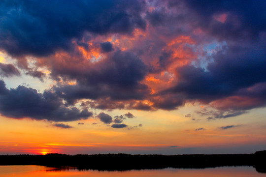晚霞与夕阳