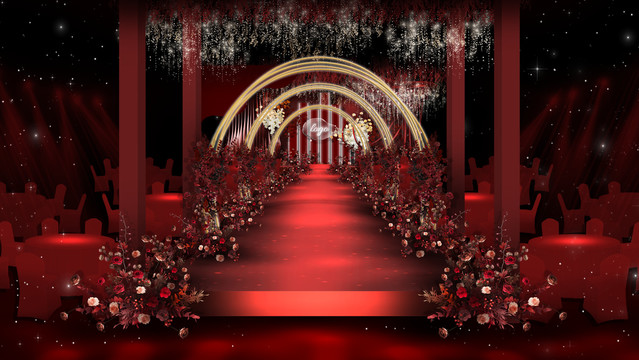 红色泰式梦幻婚礼仪式区