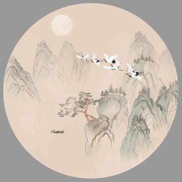 手绘古风山水画