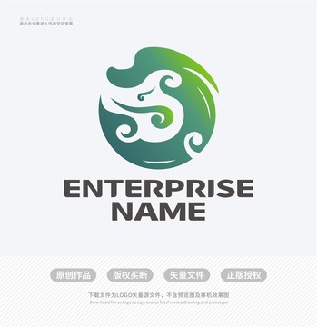 J字母祥龙LOGO标志设计