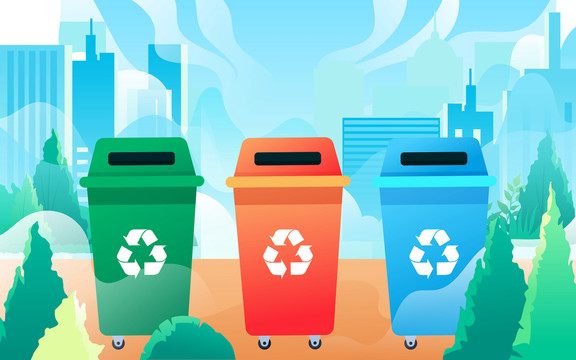 垃圾分类环保环境保护生活插画