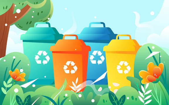 垃圾分类环保环境保护生活插画