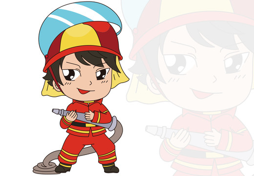 卡通男人男孩人物消防员形象