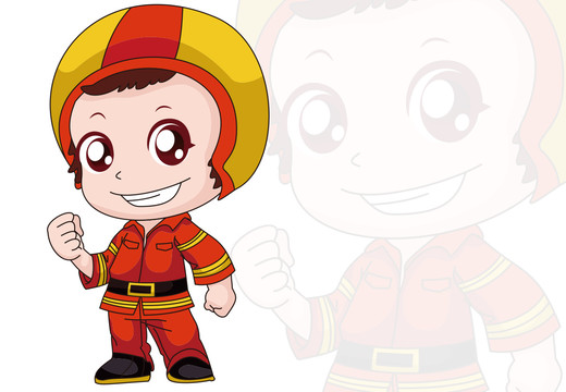 消防员形象卡通男人男孩人物