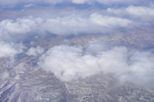 航拍锡林郭勒阴山山脉地形地貌