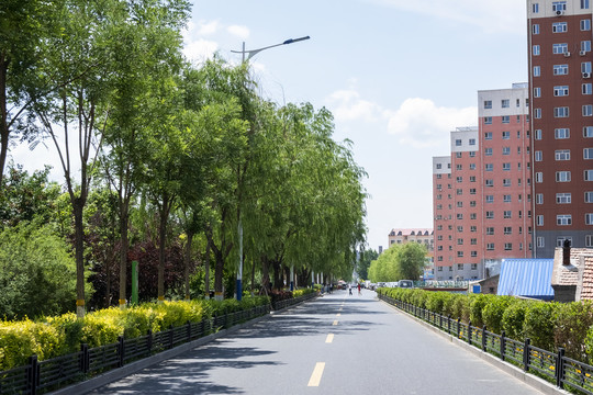 城镇街道明亮干净场景