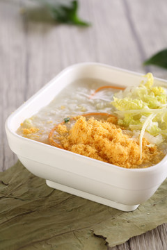 生菜肉松粥