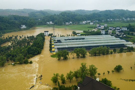 洪水水灾航拍