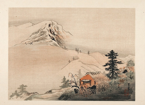 春夕国画山水小品