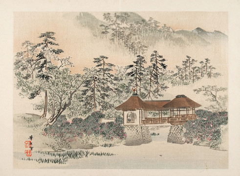 山间国画山水小品