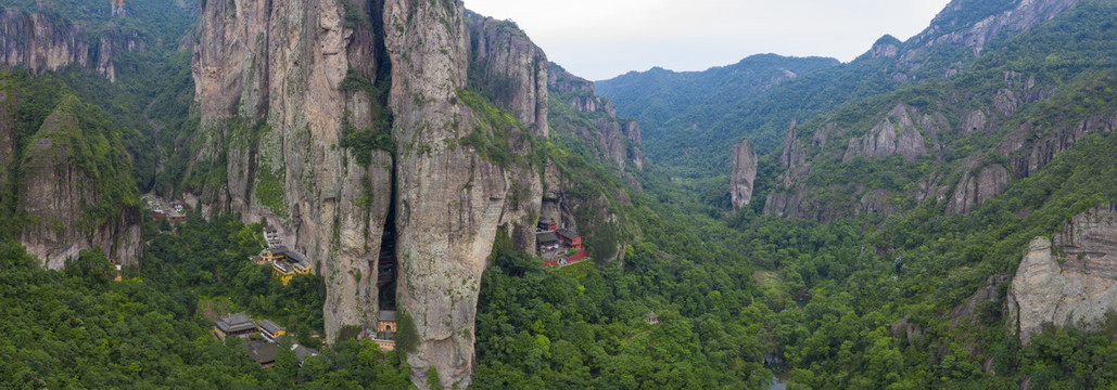 浙江温州雁荡山风光景区航拍