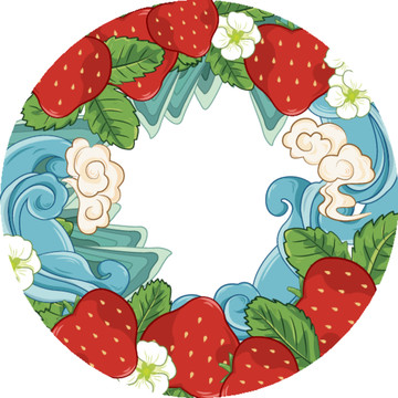 草莓国潮插画