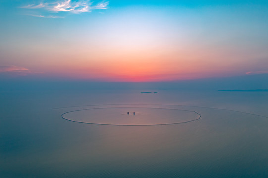 太湖夕阳晚霞天空背景素材