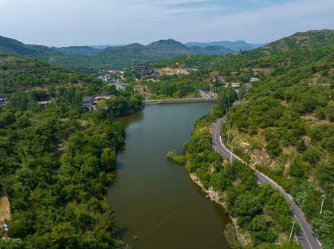 航拍济南柳埠柏树崖水库