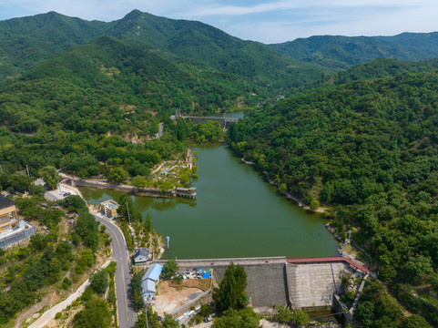 航拍济南柳埠柏树崖水库