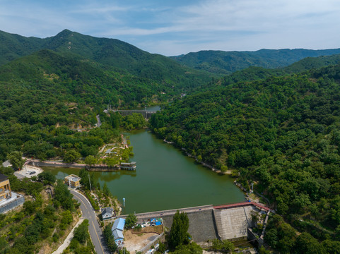 航拍济南柳埠柏树崖水库