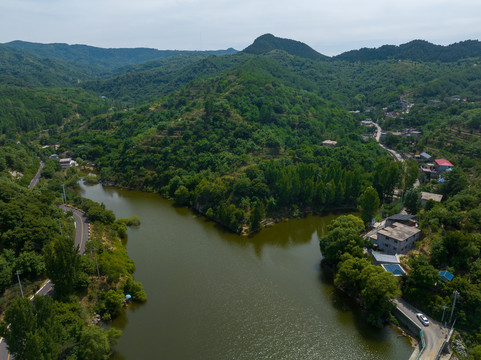 航拍济南柳埠柏树崖水库