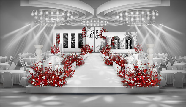 红白色小香风婚礼设计