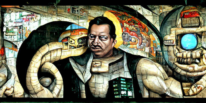 赛博朋克墨西哥壁画甲