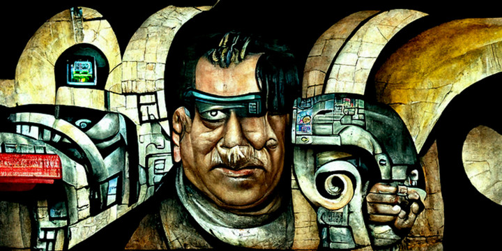 赛博朋克墨西哥壁画丁