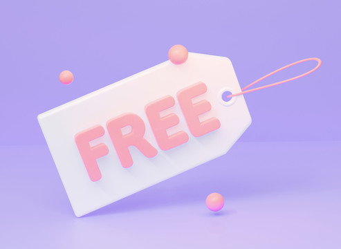 3D粉色免费标语促销标签素材