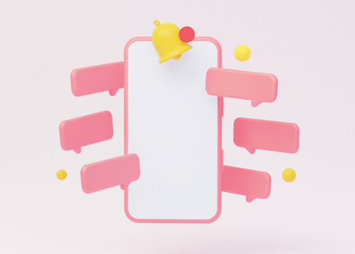 3D粉色空白手机聊天对话框模型
