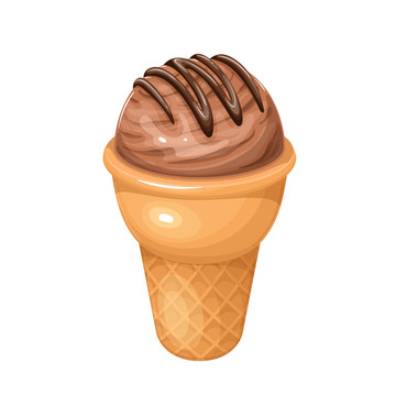 手绘风巧克力蛋卷冰淇淋插画素材