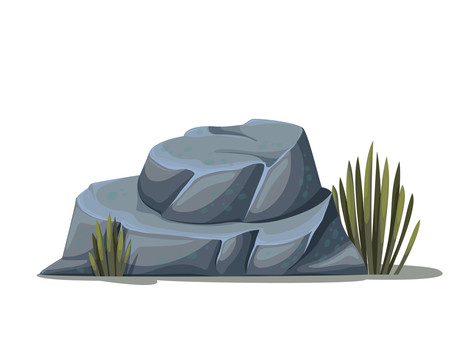 沙漠岩石和干燥植物插画