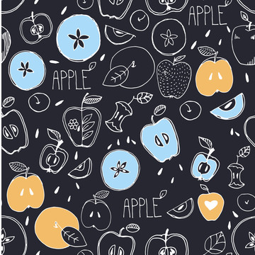粉笔素描苹果插图