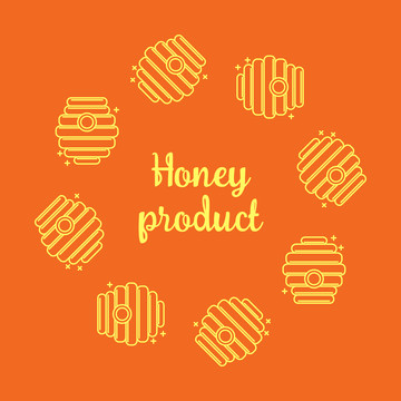 橘色蜂窝蜂蜜制品海报