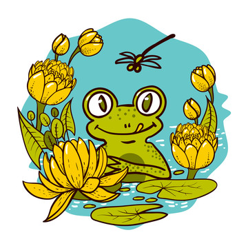 青蛙莲花插图