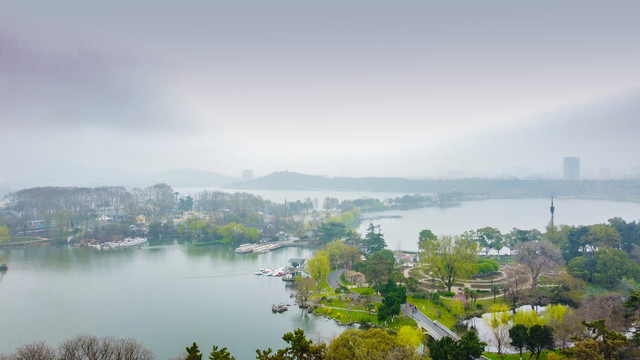 南京玄武湖景区航拍