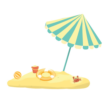沙滩公园素材之遮阳伞娱乐