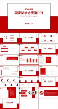 红色简约奖学金竞选PPT模板