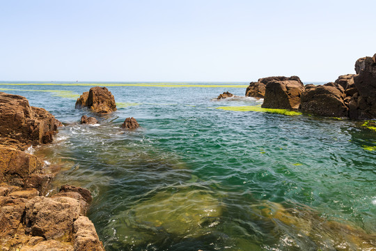 夏天礁石大海风光