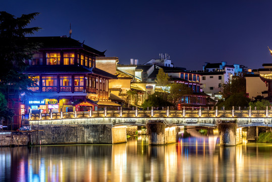 中国江苏南京秦淮河夜景风光