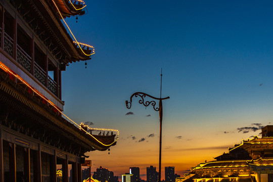 西安城墙夕阳