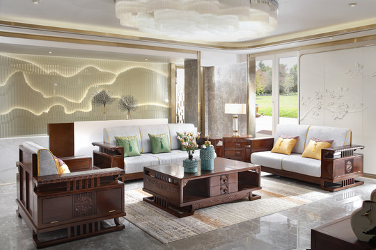 新中式实木家具沙发茶几饰品