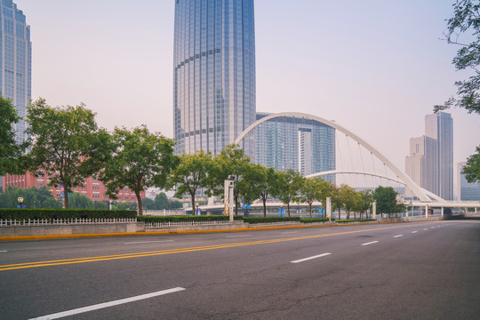 天津城市天际线和桥梁和公路