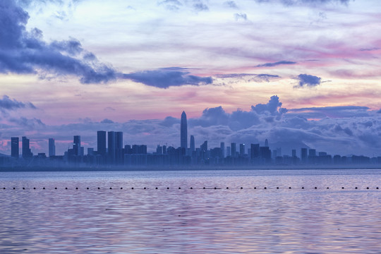 深圳湾日出朝霞