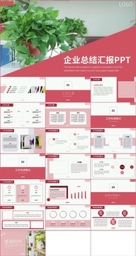 红色商务风企业总结汇报PPT